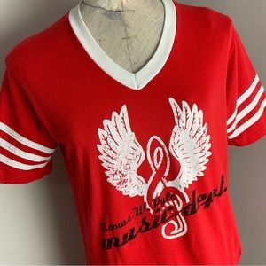 Vintage Thomas W Pyle Music Dept Red Vneck Ringer Red White Augusta Medium